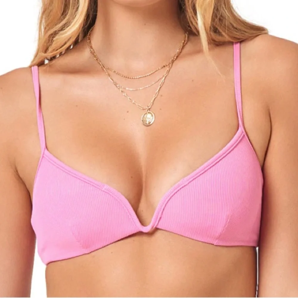 L*Space Helena Ribbed Bikini Top Size Medium